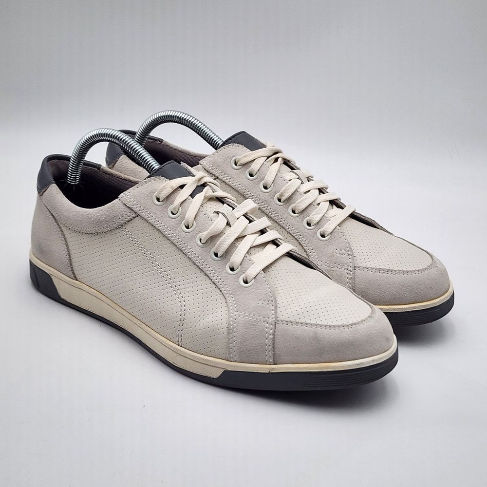 Cole Haan Mens Casual Shoes Light Gray Leather Suede C13915 Lace Up 8.5 M‎